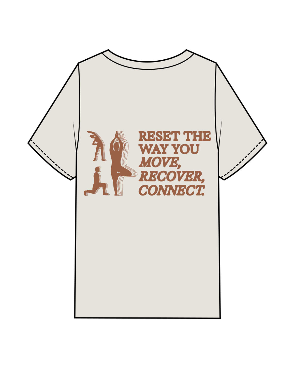 The Mens Heavyweight Tee - Washed Bone - Soma Fitness x Recovery - Center Chest & Back Stacked - Printed - Terracotta