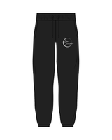 The Womens Classic Sweatpants - Black - Live Inspired - Left Thigh - White