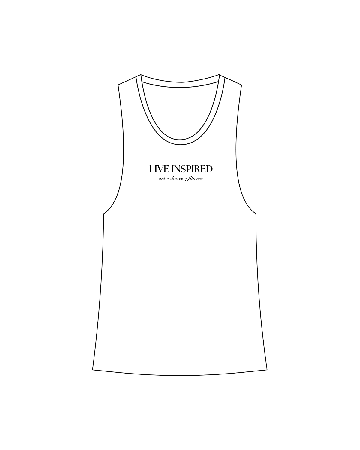 The Womens Racerback Tank - White - Live Inspired - Center Chest - Black