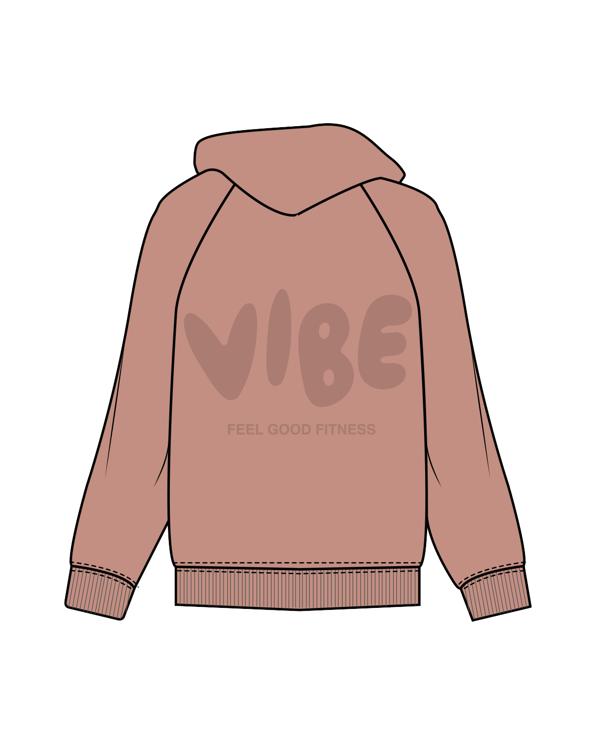 The Womens Hoodie - Clay - The Vibe - Center Chest / Back - Clay