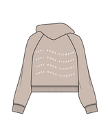 The Womens Crop Hoodie - Bone - The Vibe - Left Chest / Back - White