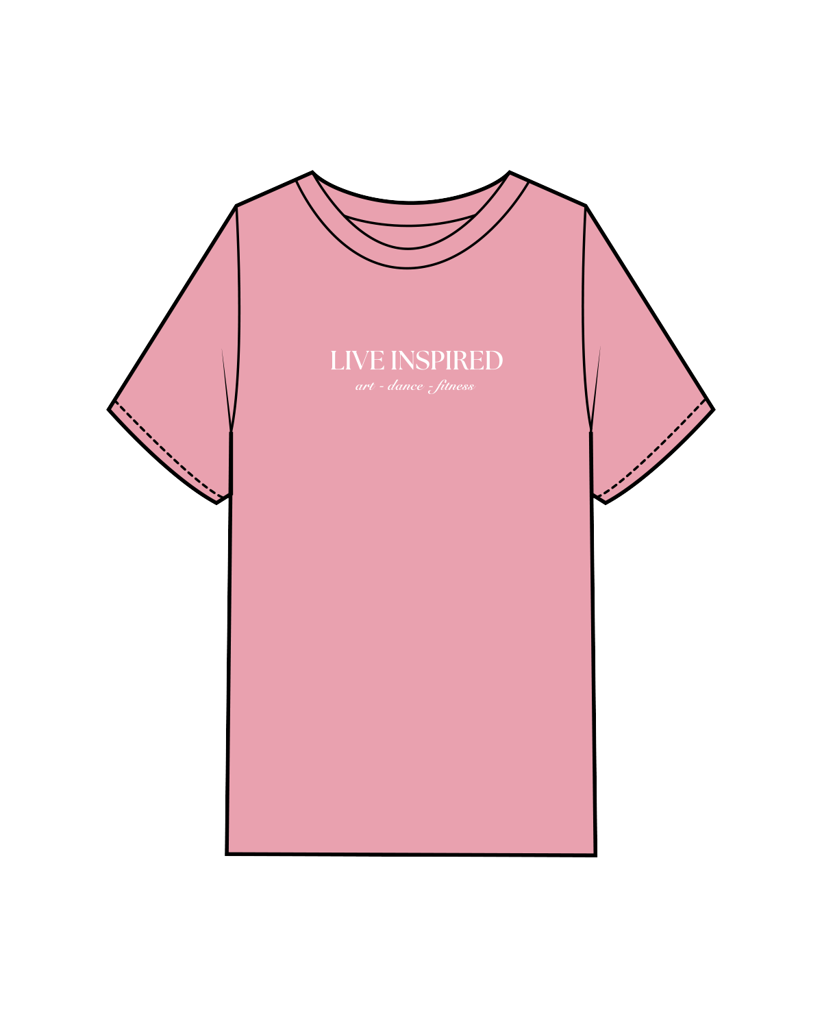 The Womens Heavyweight Tee - Bubblegum - Live Inspired - Center Chest - White