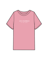 The Womens Heavyweight Tee - Bubblegum - Live Inspired - Center Chest - White