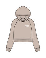 The Womens Crop Hoodie - Bone - The Vibe - Left Chest / Back - White
