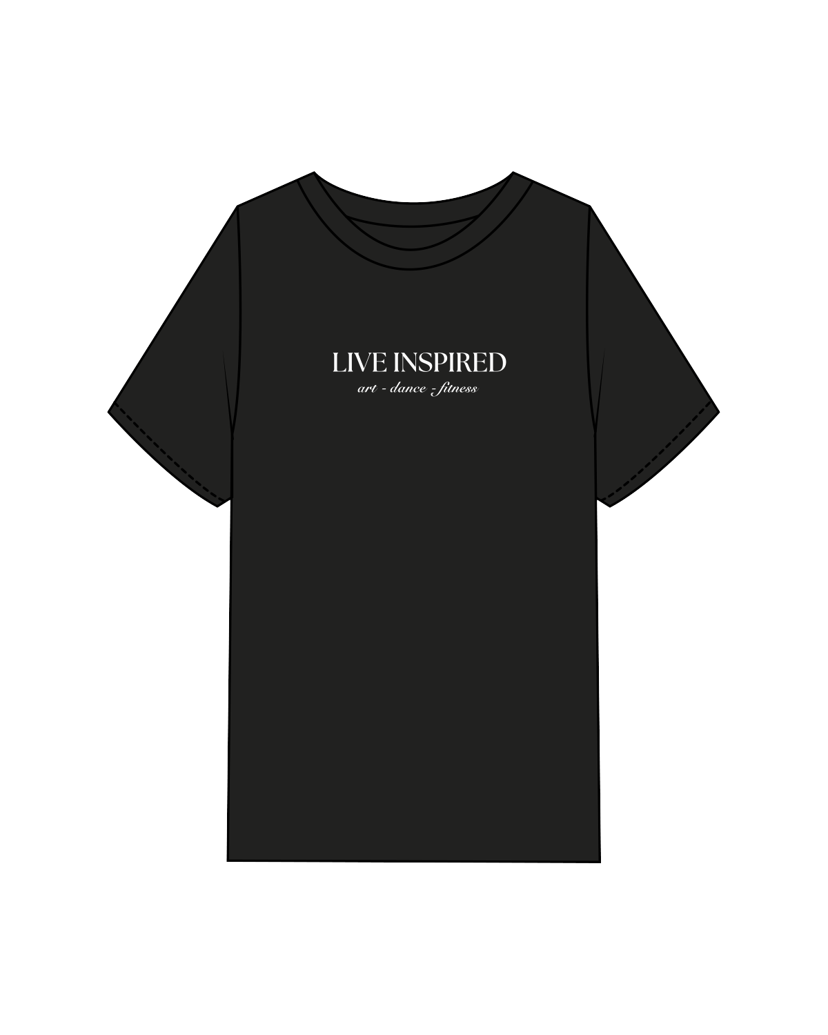 The Womens Heavyweight Tee - Black - Live Inspired - Center Chest - White