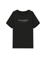 The Womens Heavyweight Tee - Black - Live Inspired - Center Chest - White