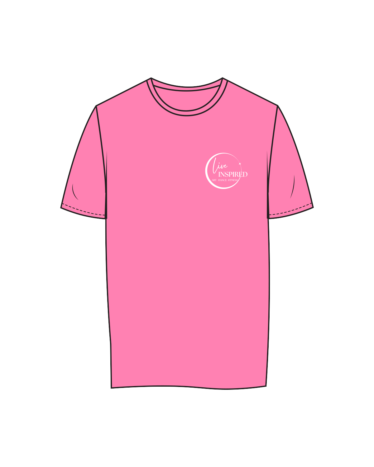 The Womens Tee - Hot Pink - Live Inspired - Left Chest - White
