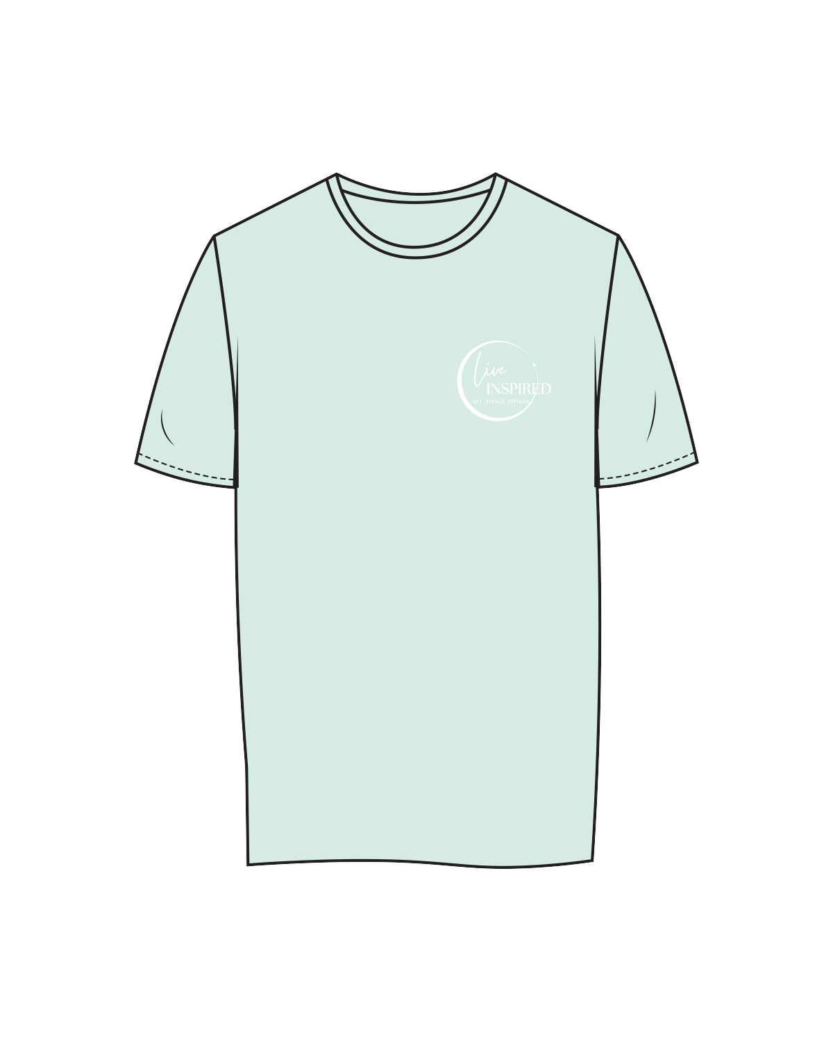 The Womens Tee - Seafoam - Live Inspired - Left Chest - White