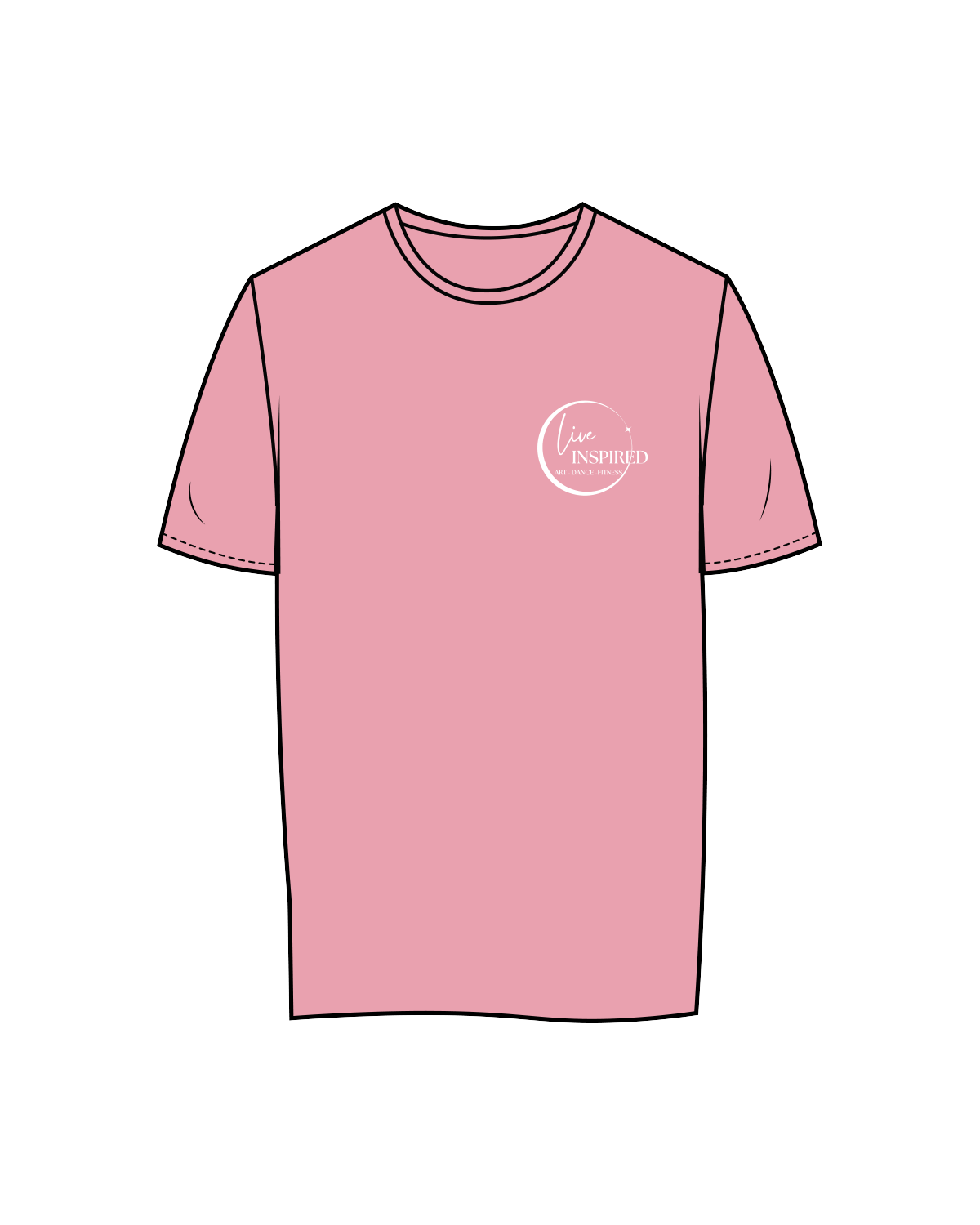 The Womens Tee - Bubblegum - Live Inspired - Left Chest - White