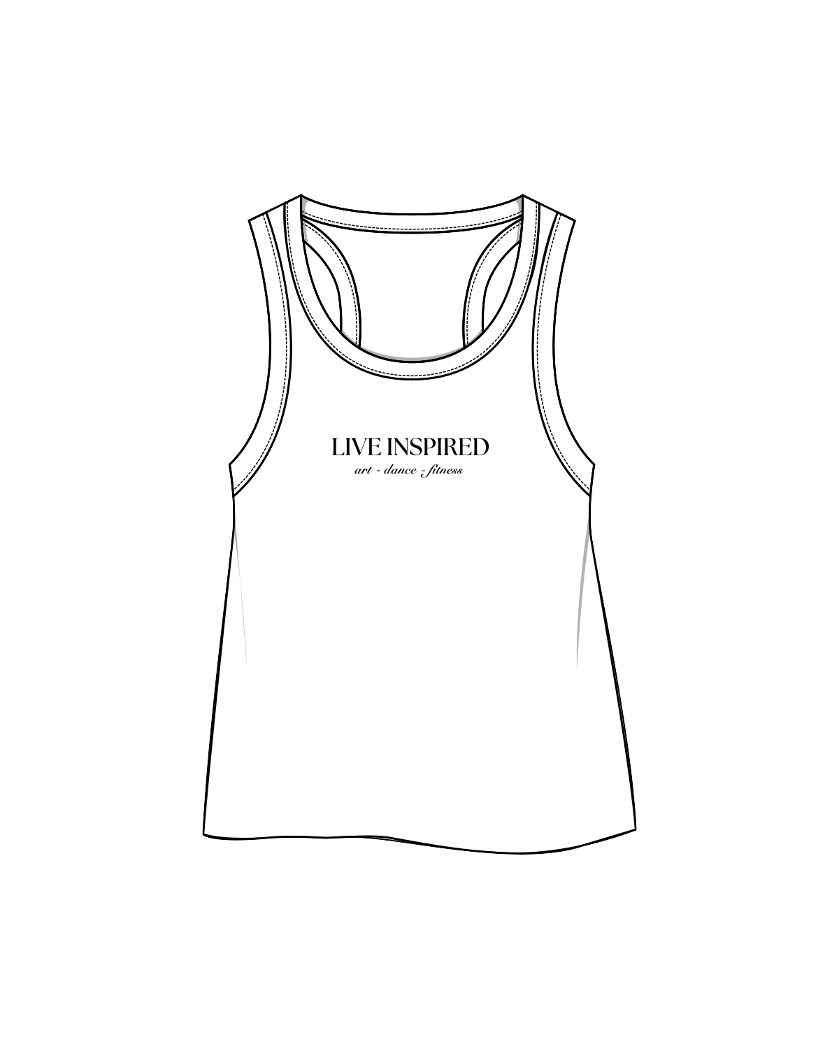 The Crop Tank - White- Live Inspired - Center Chest - Black