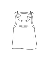 The Crop Tank - White- Live Inspired - Center Chest - Black