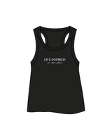 The Crop Tank - Black - Live Inspired - Center Chest - White