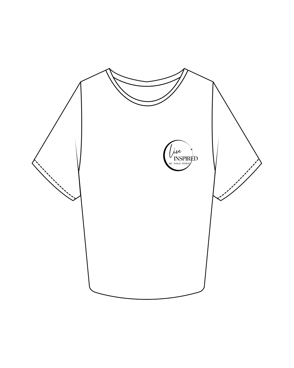 The Crop Tee - White - Live Inspired - Left Chest - Black