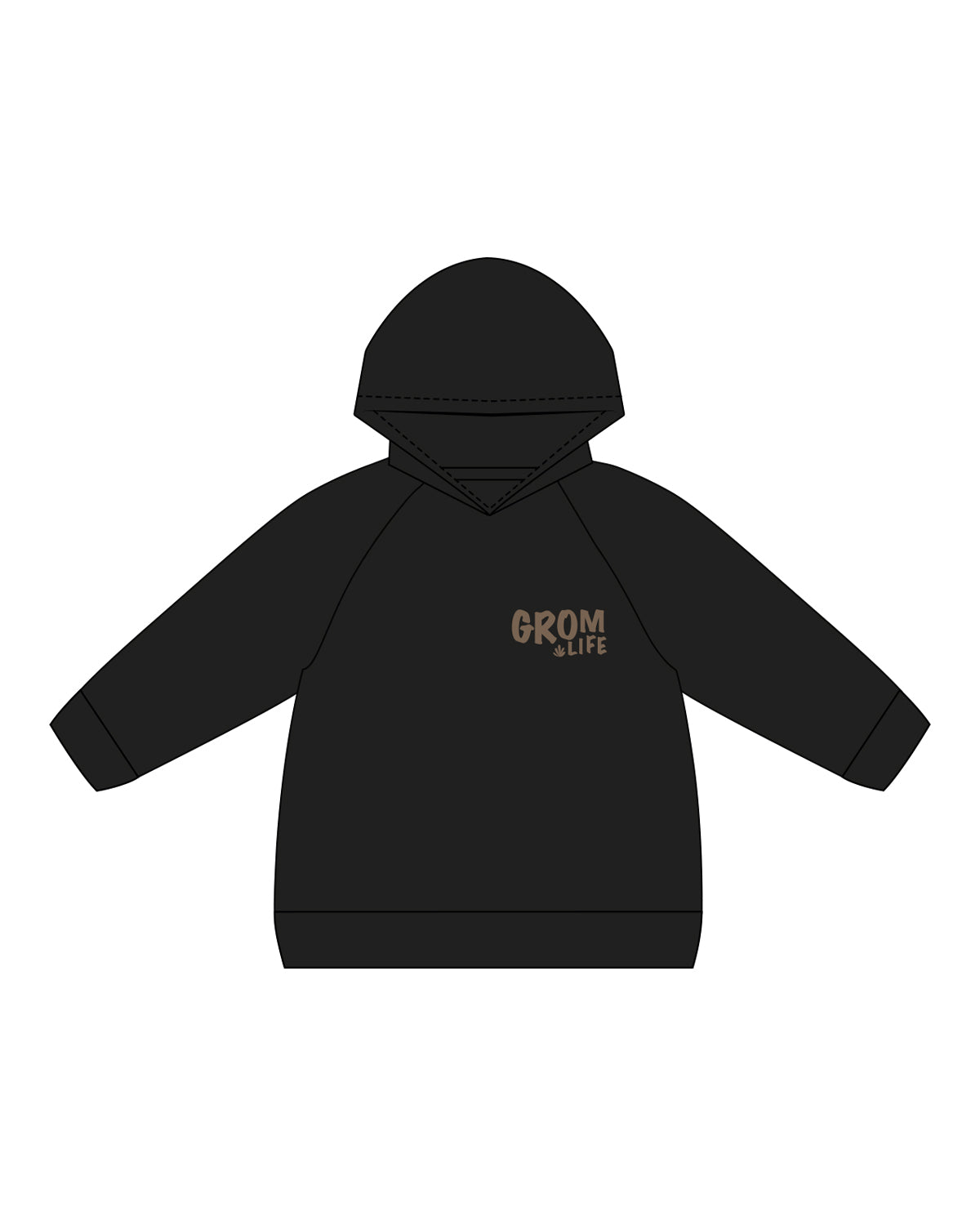 The Kids Hoodie - Black - Bali Beach Co - Left Chest & Back Stacked - Full Color