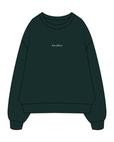 The Womens Heavy Crewneck - Pine Green - Dose - Center Chest - Embroidered White