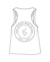 The Crop Tank - White - SD Mom Walks - Left Chest & Back Center - Black