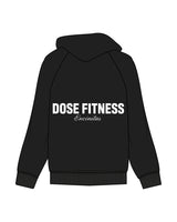The Mens Zip Hoodie - Black - Dose - Left Chest Stacked & Back Stacked - White