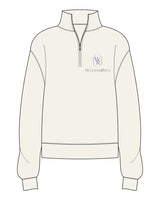 The Womens 1/4 Zip - Off White - Wellness & Rich - Left Chest Stacked - Royal Blue