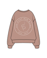 The Mens Crewneck - Cinnamon - SD Mom Walks - Left Chest & Back Center - White