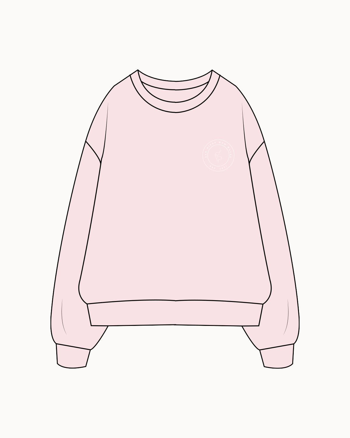 The Classic Crewneck - Pink - SD Mom Walks - Left Chest & Back Center - White