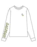 The Womens Long Sleeve - White - SaltBox - Left Chest & Right Sleeve - Pistachio