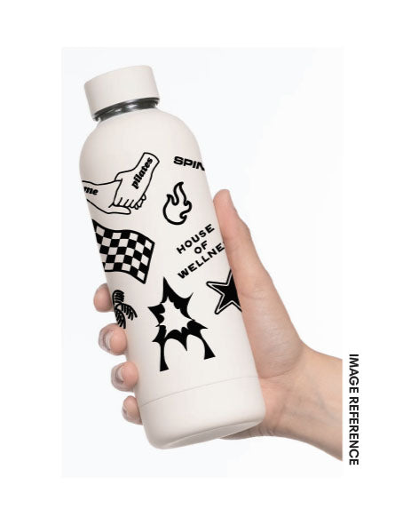 The Water Bottle - Off White - Activate House - Wrap Around - Black