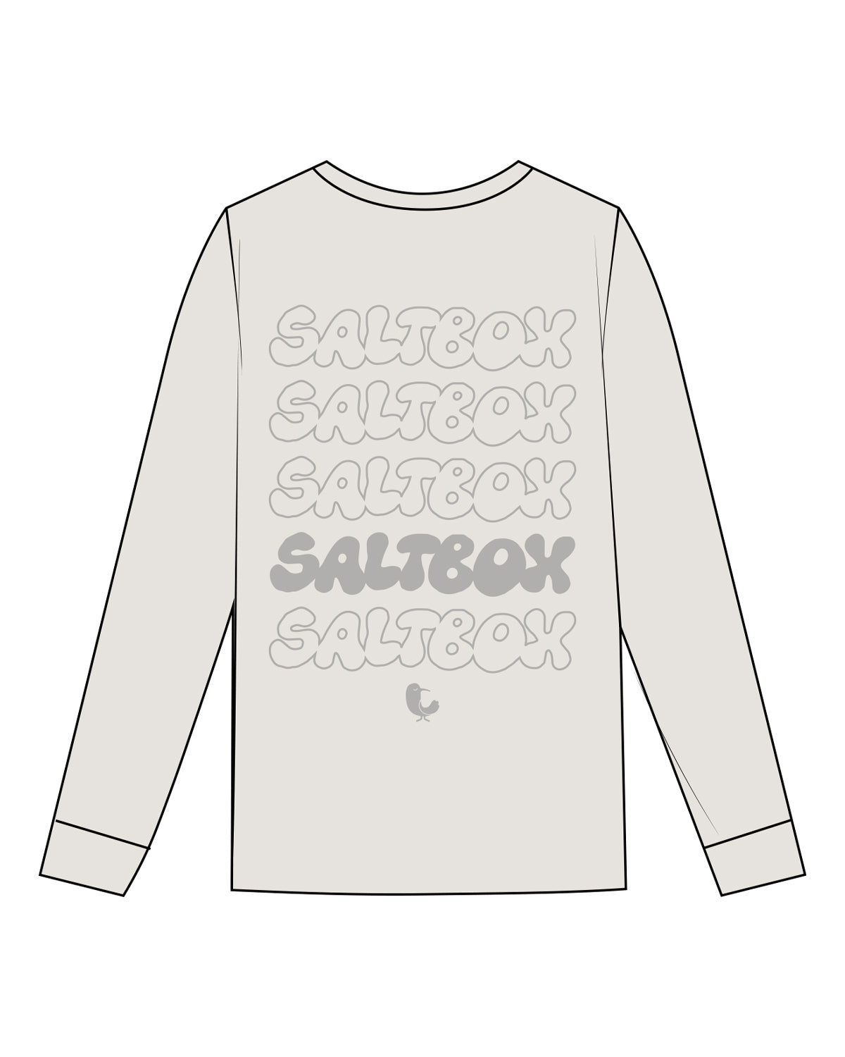 The Womens Heavyweight Long Sleeve - Washed Bone - SaltBox - Left Chest & Back Stacked - Tone on Tone