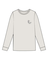 The Womens Heavyweight Long Sleeve - Washed Bone - SaltBox - Left Chest & Back Stacked - Tone on Tone