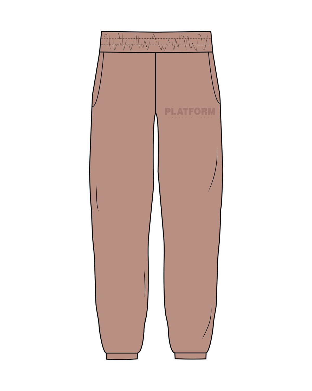 The Womens Sweatpants - Clay - Platform - Left Leg Pocket Stacked - Tone on Tone