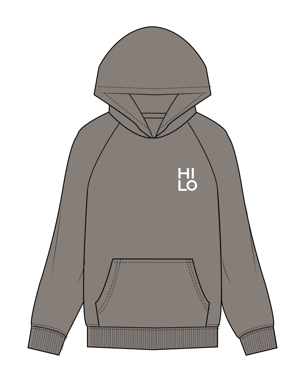 The Mens Hoodie - Washed Gray - HiLo - Left Chest & Back Center - Full Color