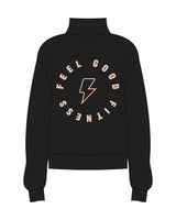 The Womens 1/4 Zip - Black - The Vibe - Left Chest & Back Center - Peach