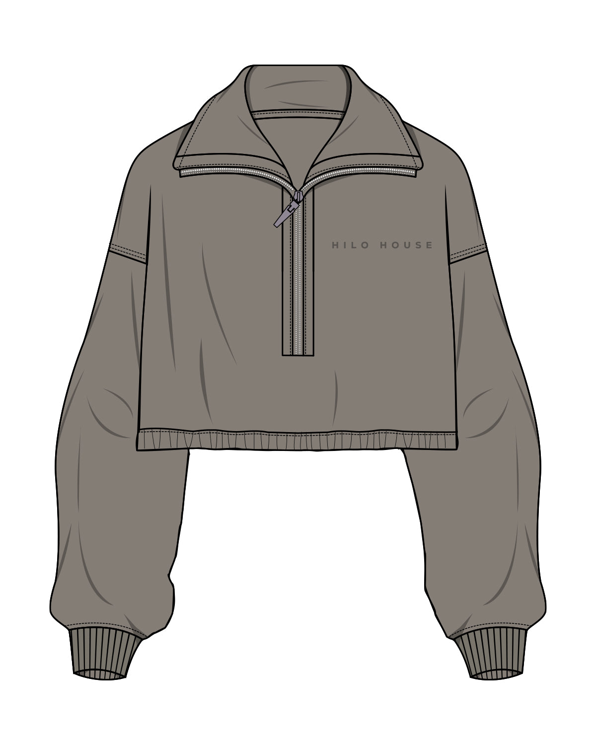 The Suede 1/2 Zip - Fossil - HiLo - Left Chest -  Embroidered Tone on Tone