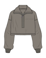 The Suede 1/2 Zip - Fossil - HiLo - Left Chest -  Embroidered Tone on Tone