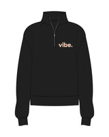 The Womens 1/4 Zip - Black - The Vibe - Left Chest & Back Center - Peach