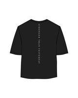 The Oversized Crop Tee - Black - Platform - Center Left Chest & Back Center - Bone