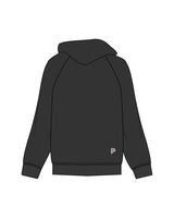 The Womens Hoodie - Washed Black - Platform - Center Chest & Back Bottom Right - Bone