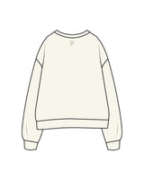 The Womens Crewneck - Washed Bone - Platform - Center Chest Stacked & Back Neck Line - Bone