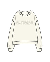 The Womens Crewneck - Washed Bone - Platform - Center Chest Stacked & Back Neck Line - Bone