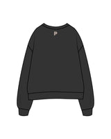 The Womens Crewneck - Washed Black - Platform - Center Chest Stacked  & Back Neck Line - Bone