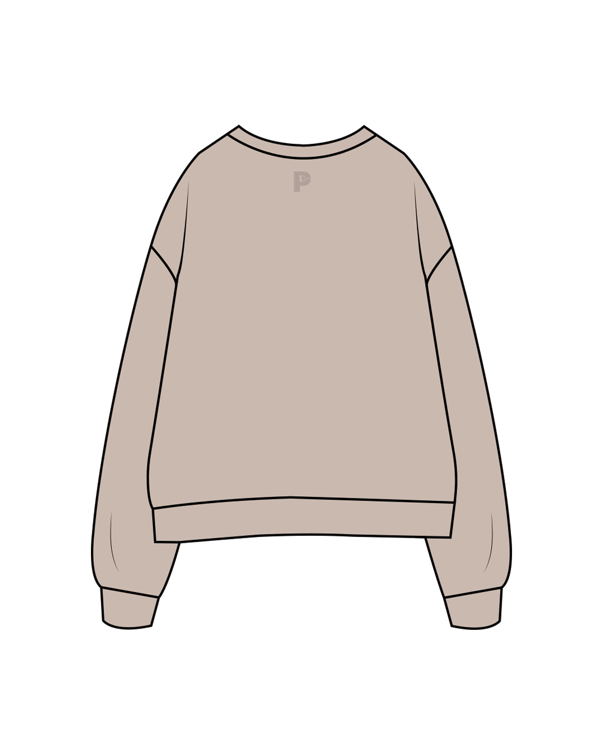 The Womens Crewneck - Bone - Platform - Center Chest Stacked  & Back Neck Line - Tone on Tone