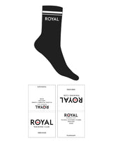 The Crew Sock - Black - Royal Training Club - 2 Strips - Top "ROYAL" Logo - White