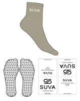 The 1/2 Crew Sock - Pantone 7536 C - SUVA - Top Logo - White - Icon Shape Grip - White