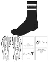 The Crew Sock - Black - STUDIO 7 - Top Lining - Hexagon Grip - White