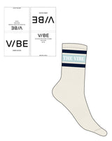 The Crew Sock - Off White - The Vibe - 2 Strips - Top Logo - Full Color