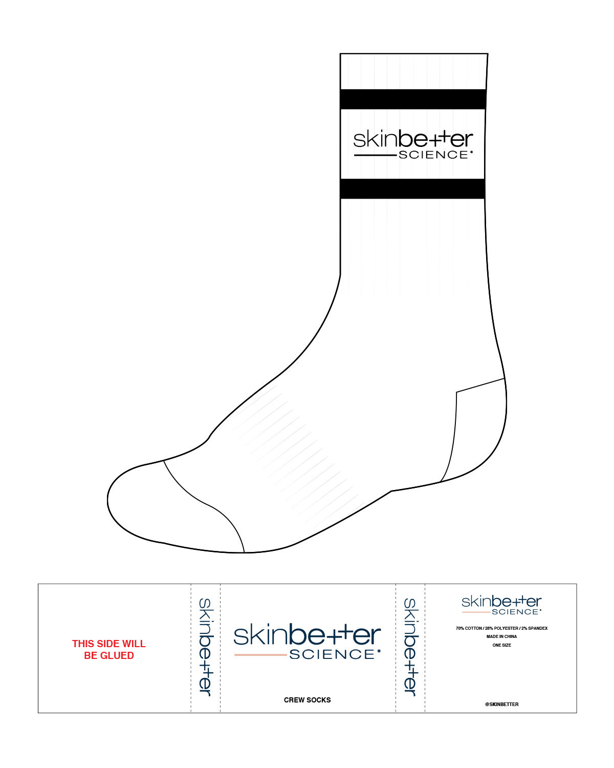 The Crew Sock - White - Skin Better Science - Top Lining - Black