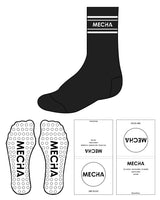 The Crew Sock - Black - MECHA - Top Lining & Circle Grip Main Logo - White