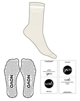The Crew Sock - Off White - Studio Novo - 2 Strips - Top Logo "STUDIO NOVO" - White - Triangle Shape Grip - Transparent