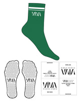 The 3/4 Crew Sock - 1e704b - Viva Pilates - Ankle with Border - Transparent Triangle Grip - Whie