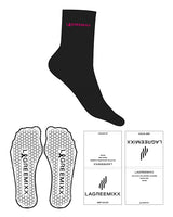 The 3/4 Crew Sock - Black - LagreeMixx - Ankle & Hexagon Grip - Hot Pink