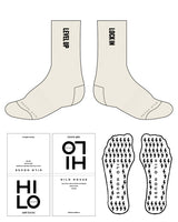 The Crew Sock - Off White - HiLo - Tip & Side - Transparent Lightning Bolt Grip - Black